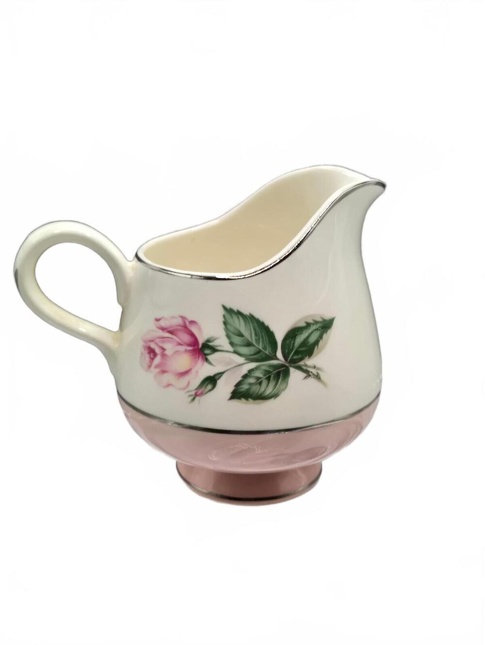 Creamer Pitcher Vintage Lifetime Homer Laughlin Pink Rose & Platinum